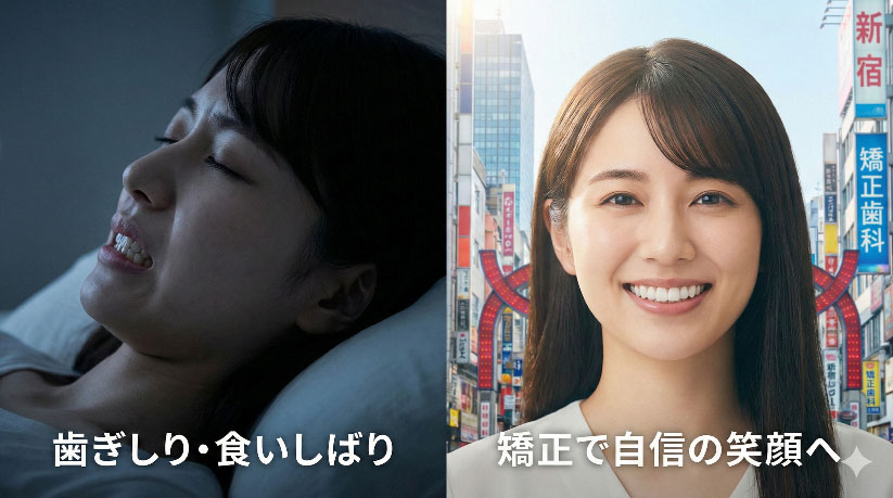 歯ぎしりと歯列矯正の関係を解説するアイキャッチ画像