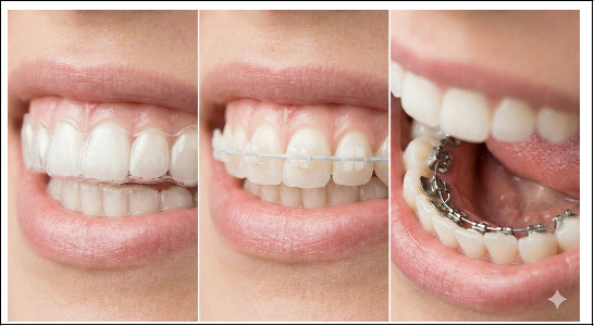 インビザライン、裏側矯正、セラミックブラケットの比較