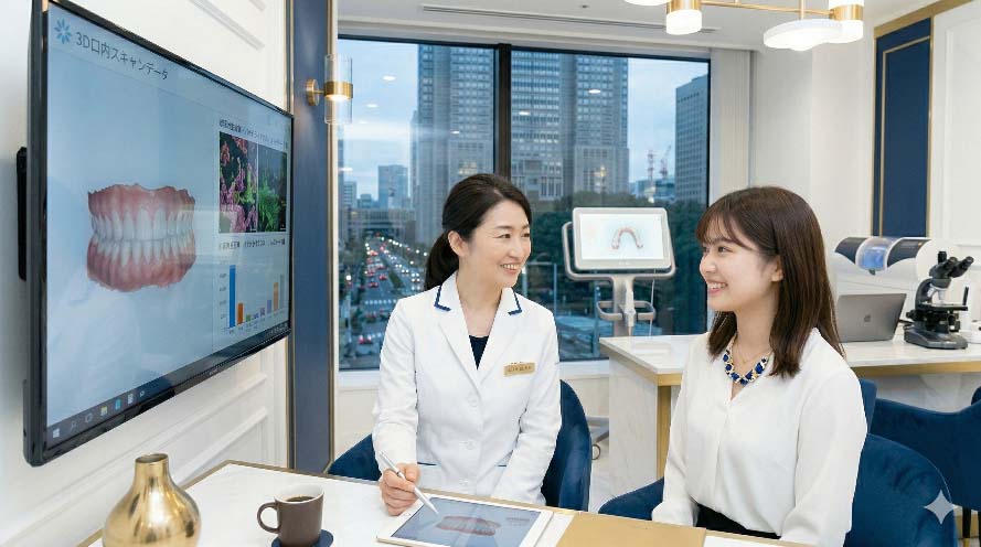 新宿のハリウッドスマイル矯正歯科での医師による丁寧な口臭・口腔ケアカウンセリング（実写）