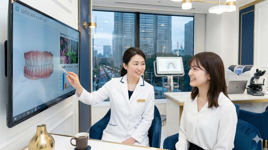 歯科クリニックでの専門的な口臭検査とカウンセリングの様子（実写）