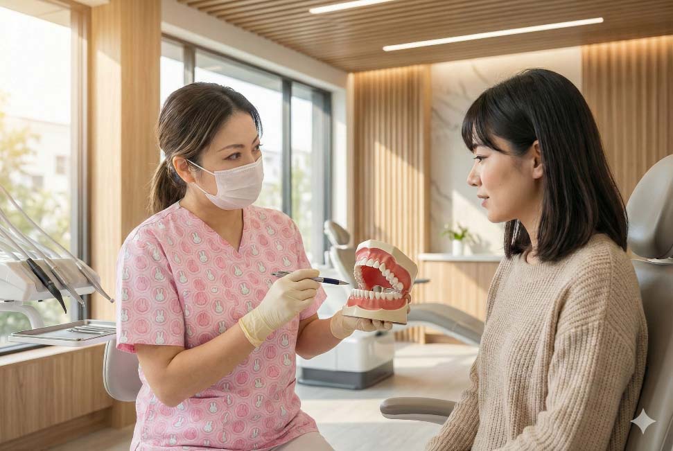 新宿の矯正歯科での親知らずと顎関節症に関する相談風景