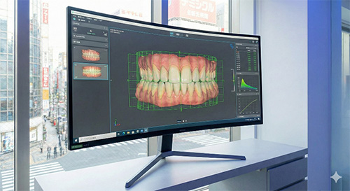 新宿の矯正歯科での3Dデジタル精密診断の様子